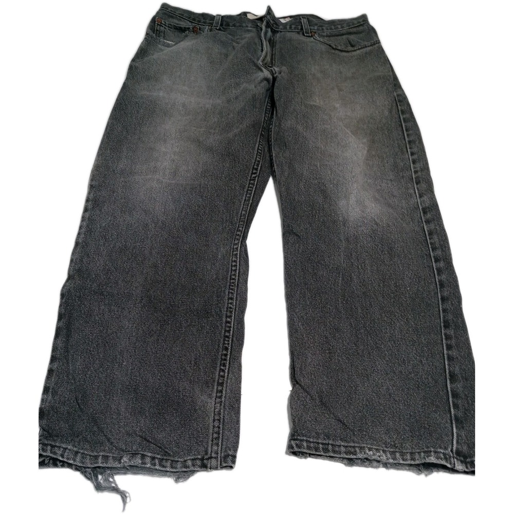 Levi's 505 Jeans Mens W36 L30 Black Gray Wash Regular Fit Distressed